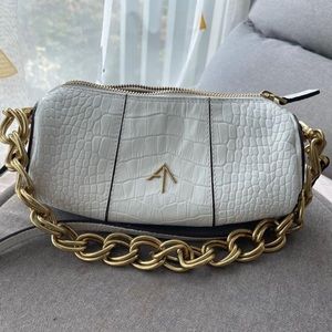 Manu atelier mini cylinder bag white croc leather effect